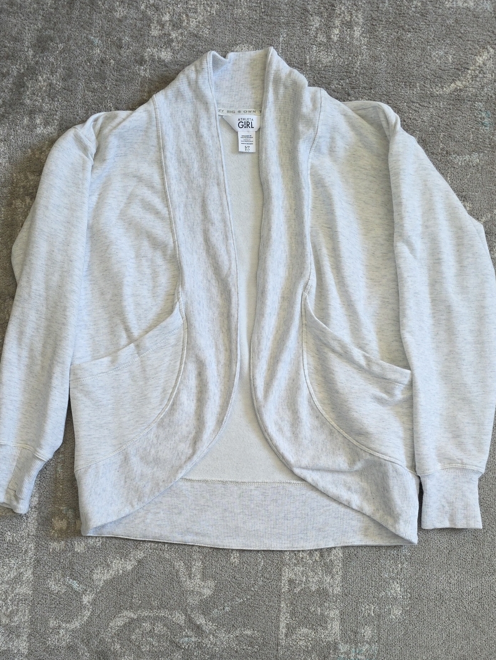 Athleta Girl Light Gray Ribbed Cardigan